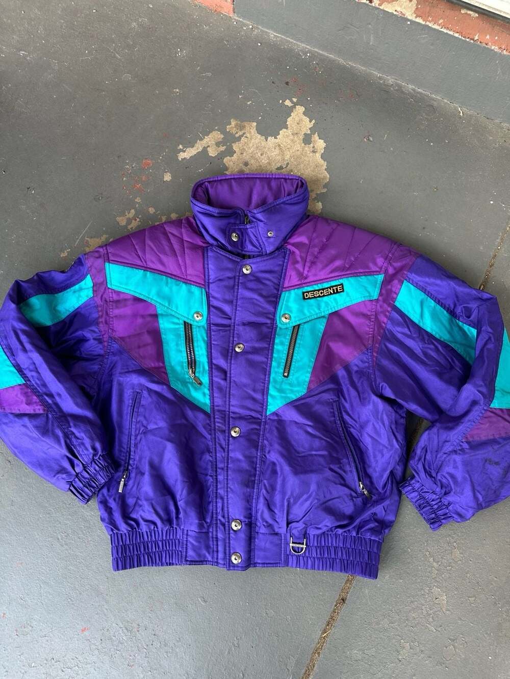 Descente Vintage Colorblock Ski Jacket Purple Teal Winter Coat